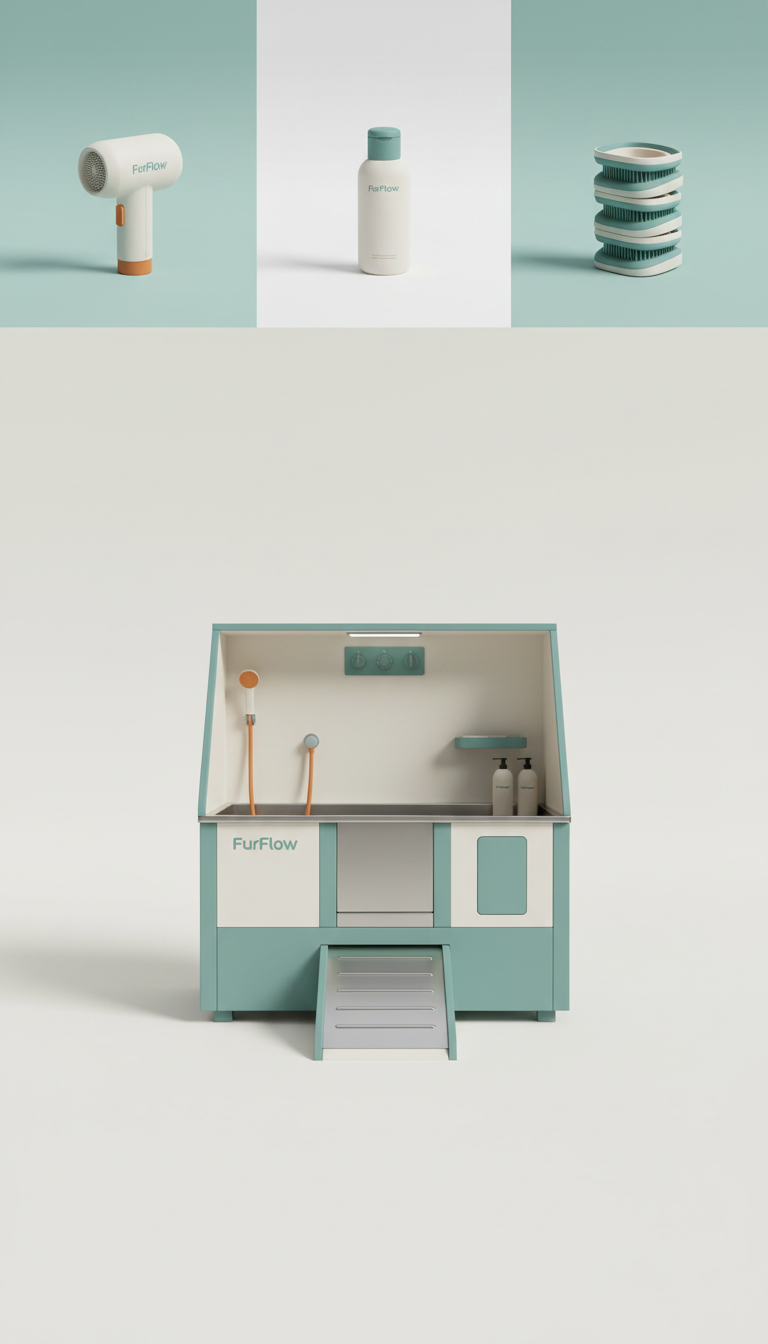 Modular dog wash station with soft-touch panels