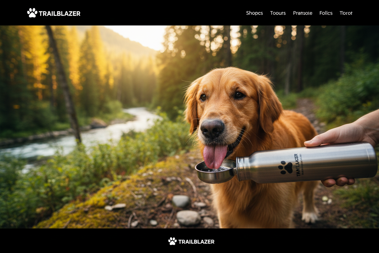 Dog drinking from water bottle - New Arrivals banner